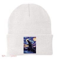 Retro Japanese Kaiju Monster Starry Night Parody Beanie thumb 0