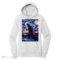 Retro Japanese Kaiju Monster Starry Night Parody Women's Hoodie thumb 0