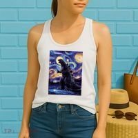 Retro Japanese Kaiju Monster Starry Night Parody Women's Tank Top thumb 2