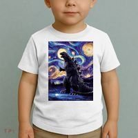 Retro Japanese Kaiju Monster Starry Night Parody Toddler T-Shirt thumb 2