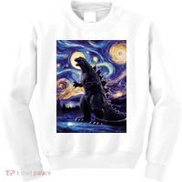 Retro Japanese Kaiju Monster Starry Night Parody Kids Sweatshirt thumb 0
