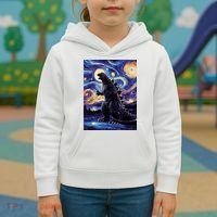Retro Japanese Kaiju Monster Starry Night Parody Kids Hoodie thumb 3