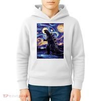 Retro Japanese Kaiju Monster Starry Night Parody Kids Hoodie thumb 4