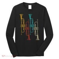 Retro Jazz Music Trumpeter Gifts Trumpet Long Sleeve Shirt thumb 0