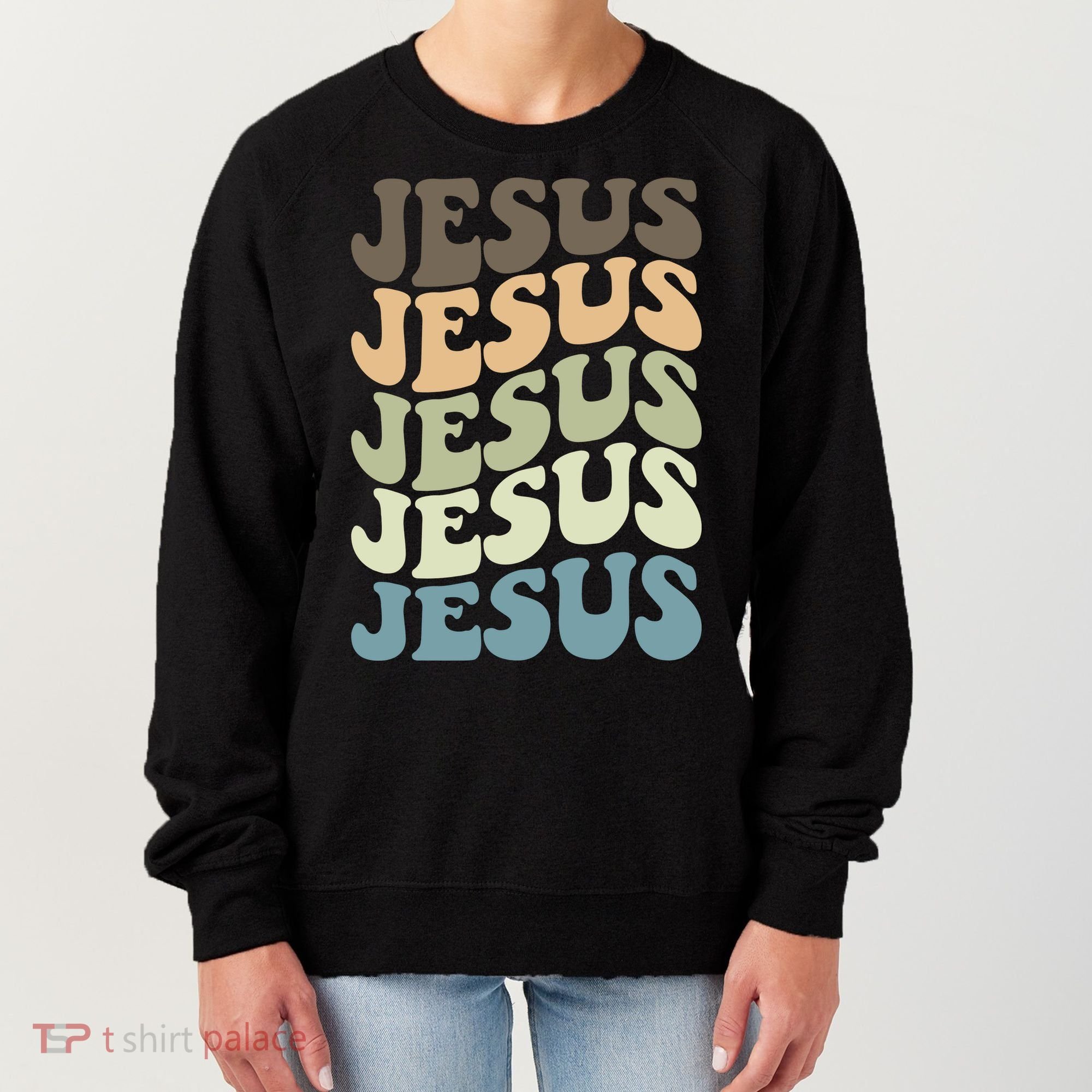 Retro Jesus Name Christian Faith Women's Sweatshirt