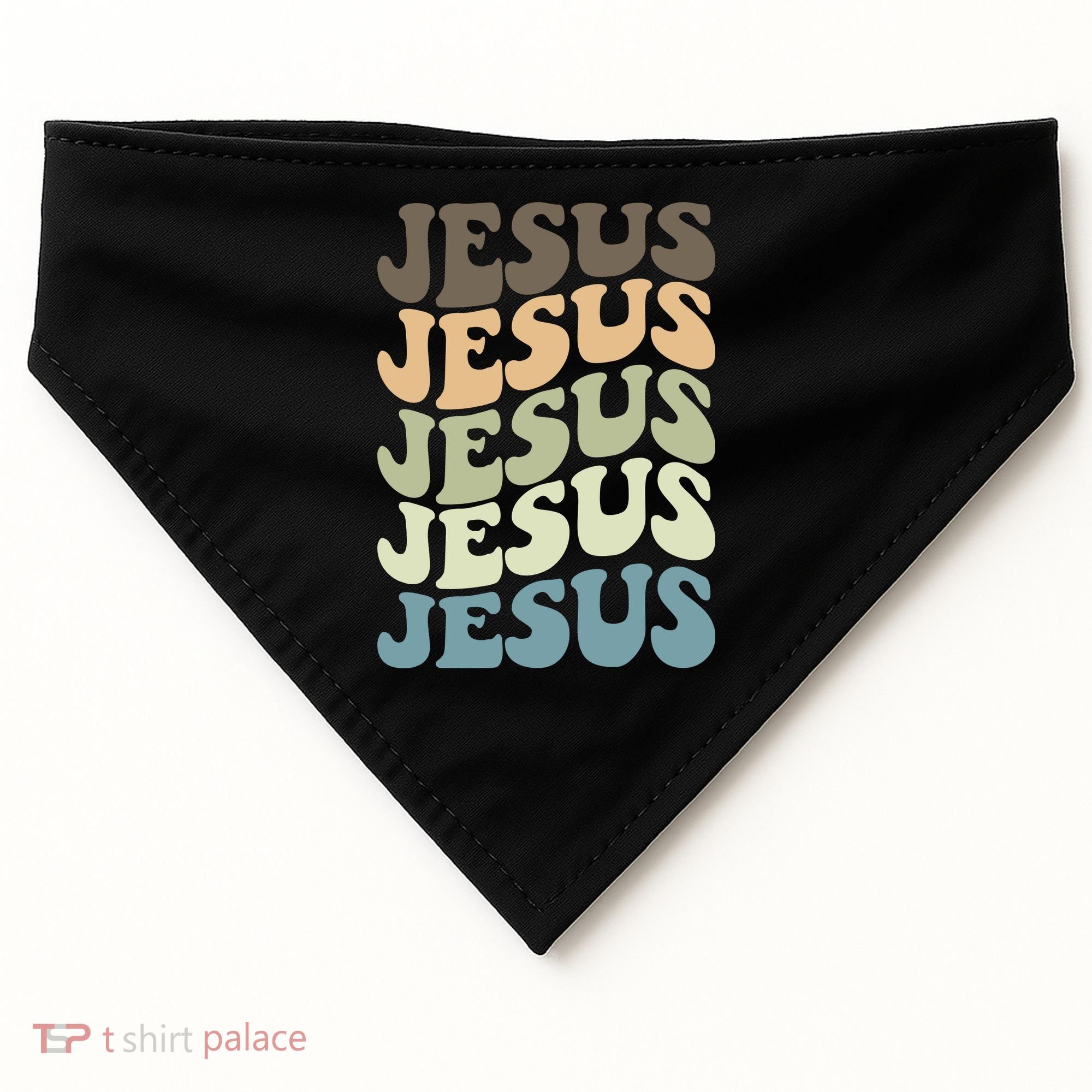 Retro Jesus Name Christian Faith USA-Made Doggie Bandana