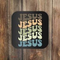 Retro Jesus Name Christian Faith Coaster thumb 0