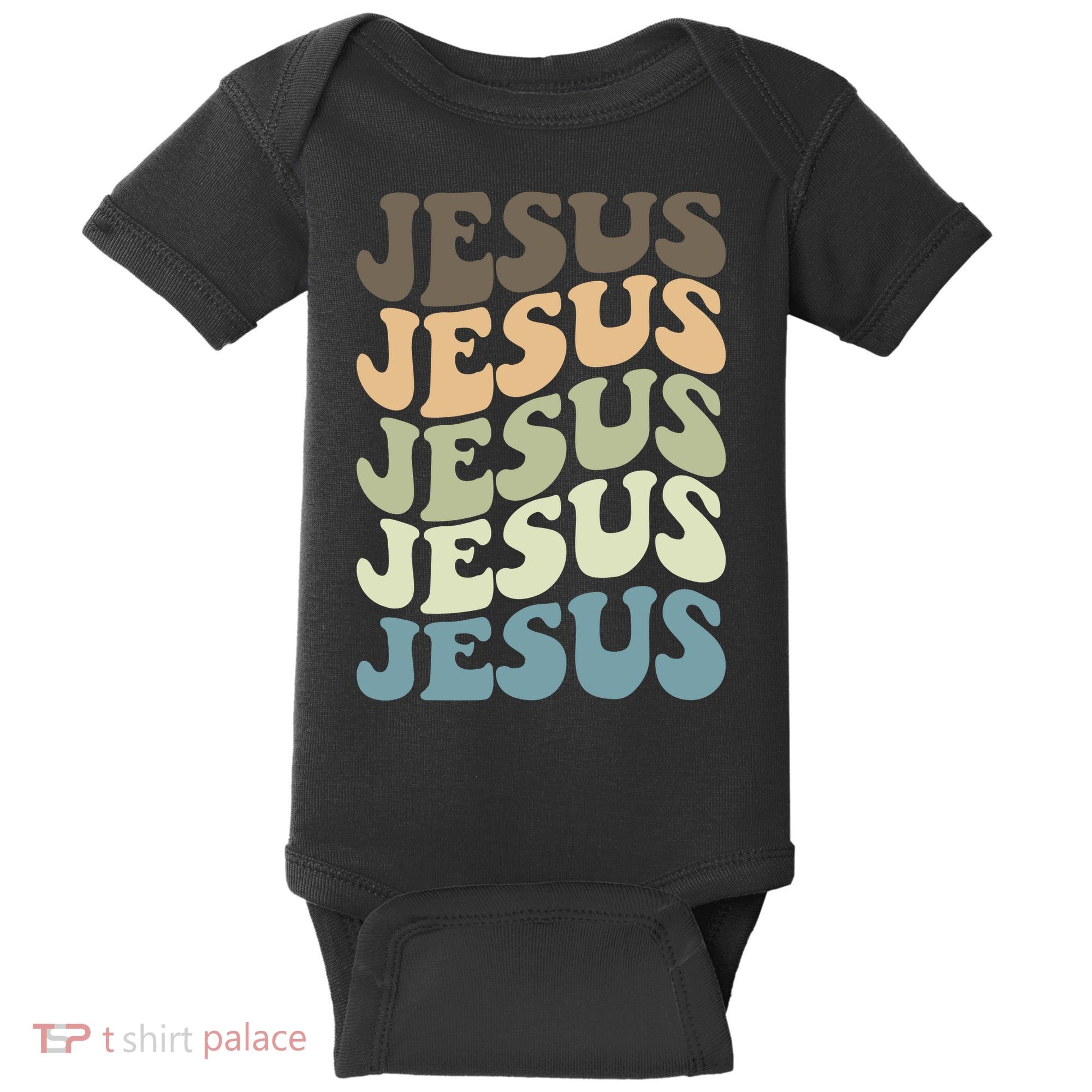 Retro Jesus Name Christian Faith Baby Bodysuit