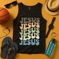 Retro Jesus Name Christian Faith Tank Top thumb 4