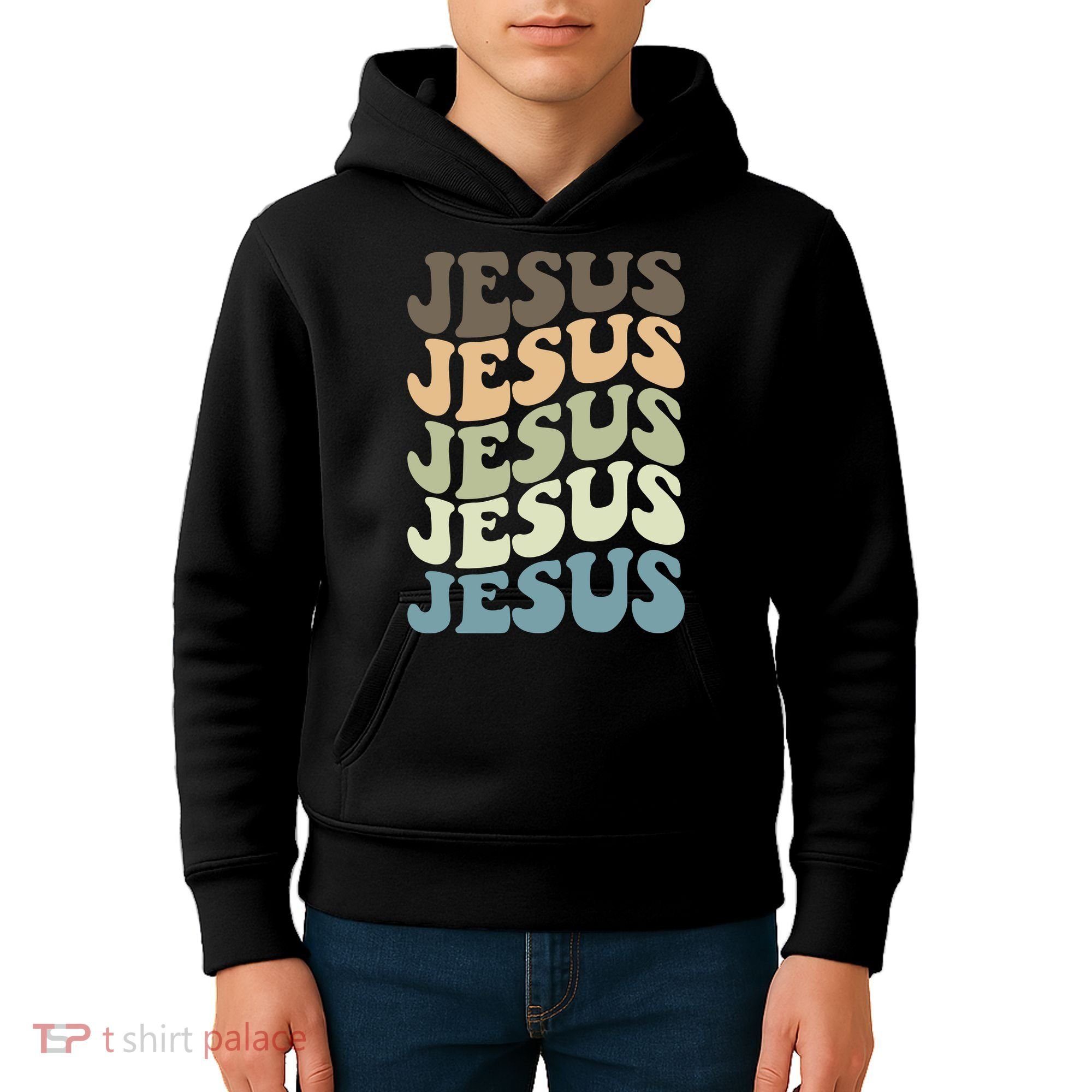 Retro Jesus Name Christian Faith Kids Hoodie