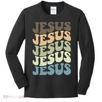 Retro Jesus Name Christian Faith Kids Long Sleeve Shirt thumb 0