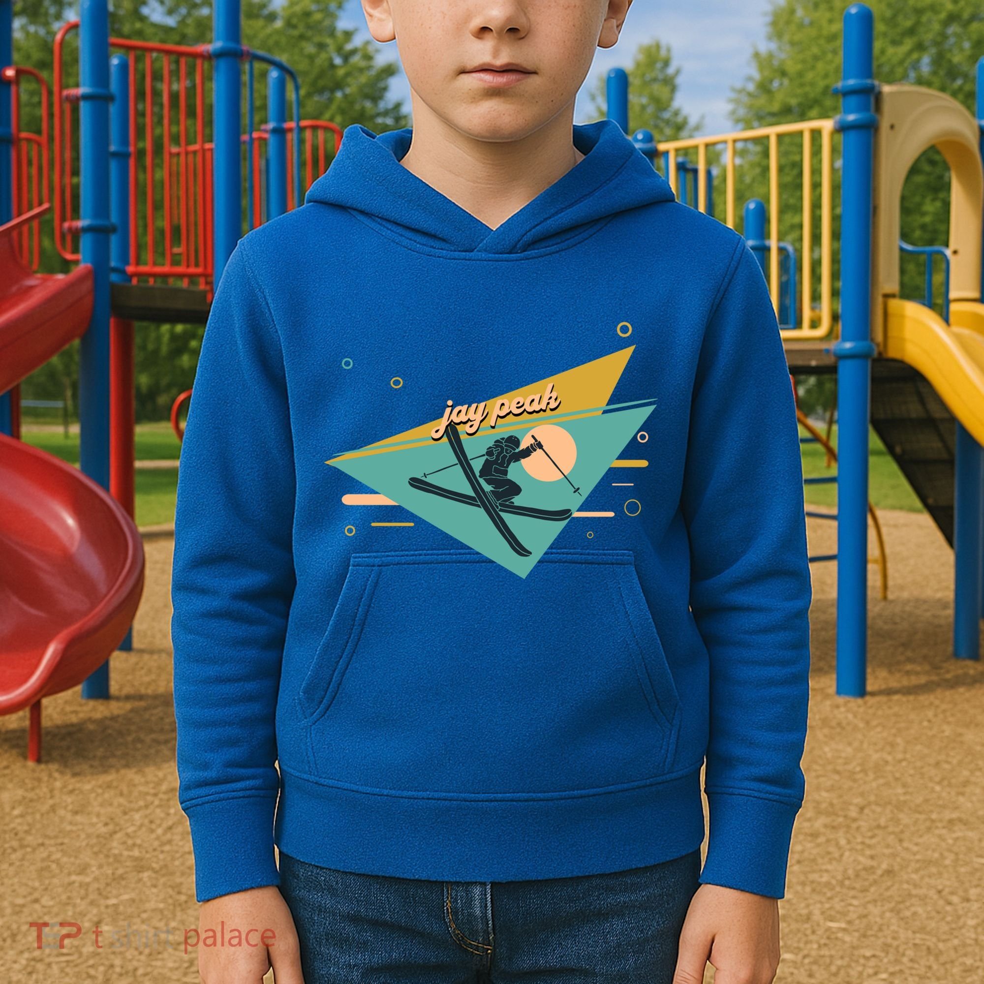 Retro Jay Peak Vermont Ski Resort Gift Kids Hoodie