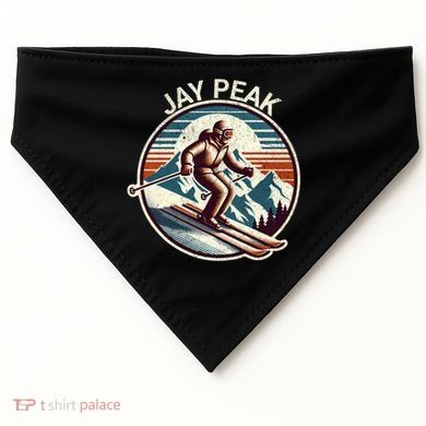 Retro Jay Peak Vermont Ski Retro Sunset Cute Gift USA-Made Doggie Bandana