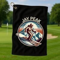 Retro Jay Peak Vermont Ski Retro Sunset Cute Gift Golf Towel thumb 1