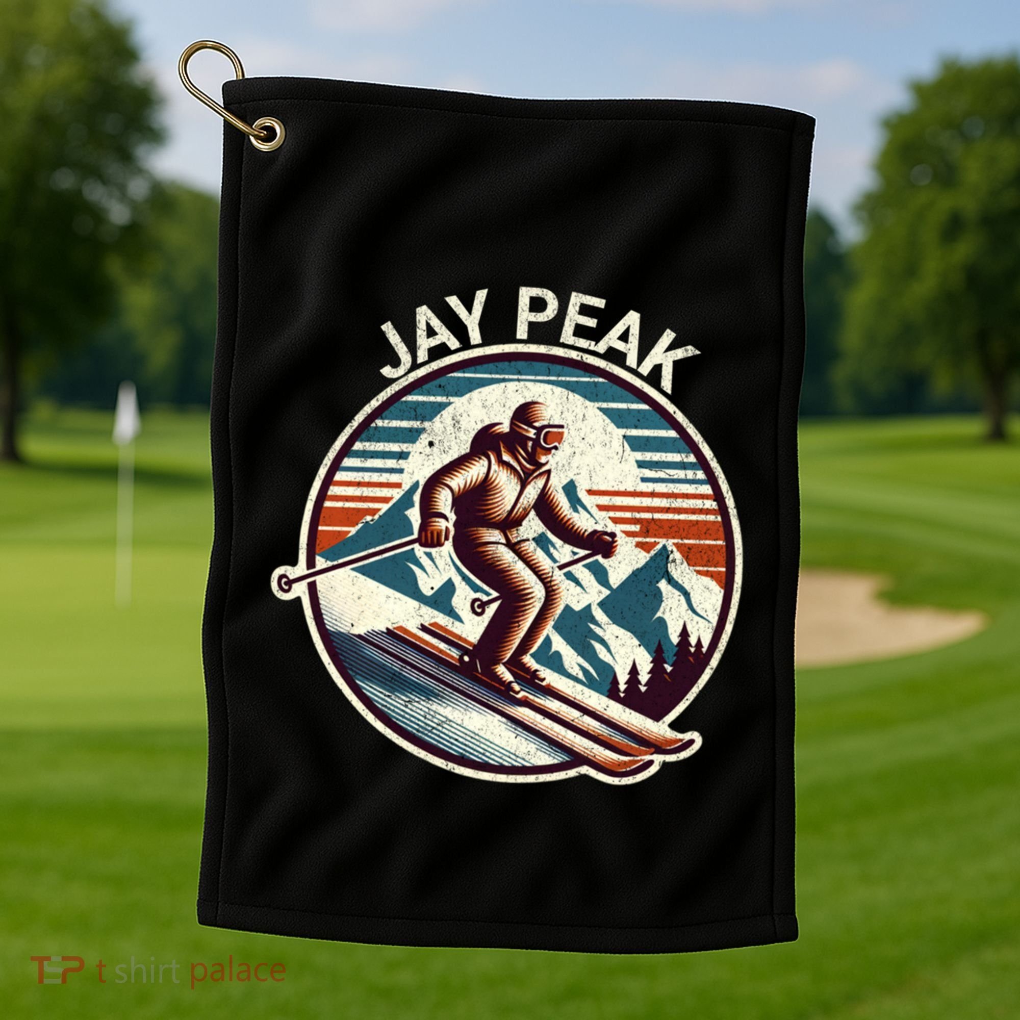 Retro Jay Peak Vermont Ski Retro Sunset Cute Gift Golf Towel