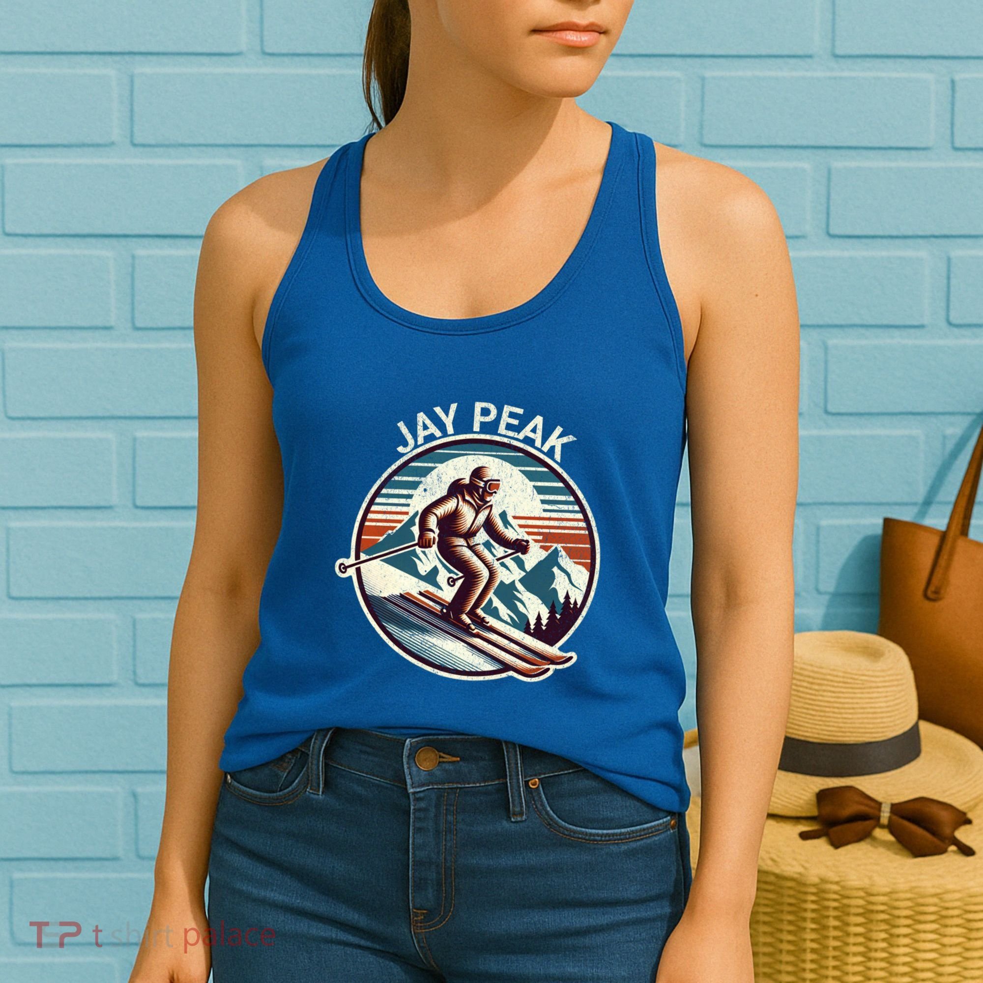 Retro Jay Peak Vermont Ski Retro Sunset Cute Gift Women's Tank Top