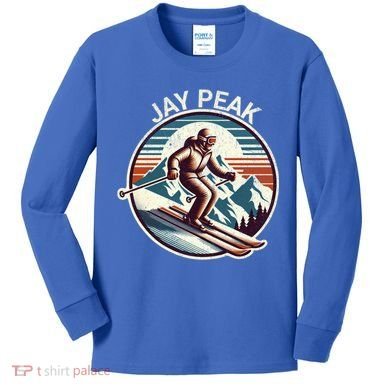 Retro Jay Peak Vermont Ski Retro Sunset Cute Gift Kids Long Sleeve Shirt