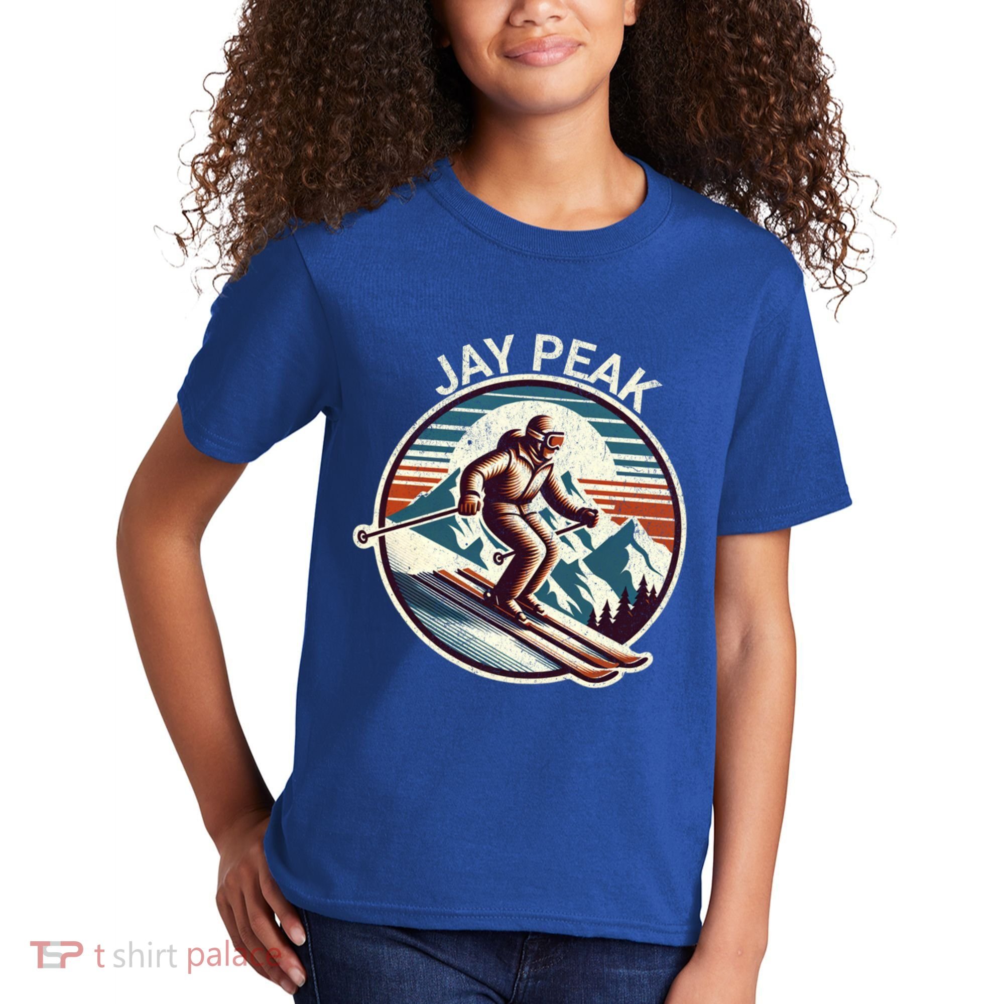 Retro Jay Peak Vermont Ski Retro Sunset Cute Gift Kids T-Shirt