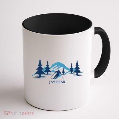 Retro Jay Peak Vermont Skiing Skier Blue Mountains Gift Coffee Mug back