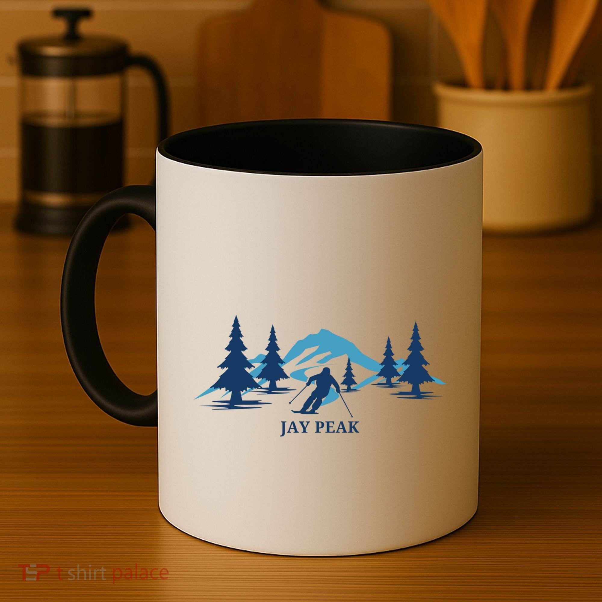 Retro Jay Peak Vermont Skiing Skier Blue Mountains Gift Coffee Mug