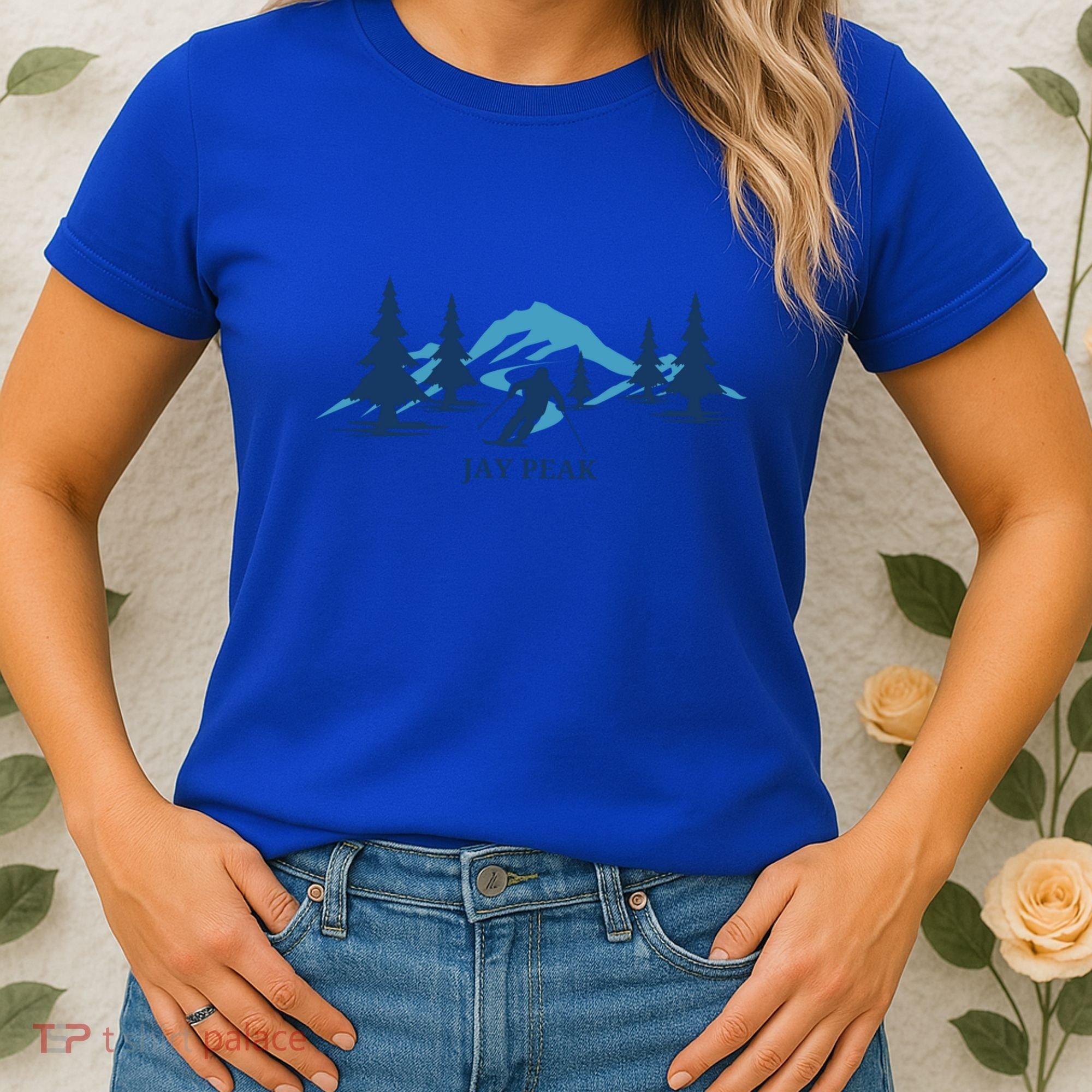 Retro Jay Peak Vermont Skiing Skier Blue Mountains Gift Women's T-Shirt