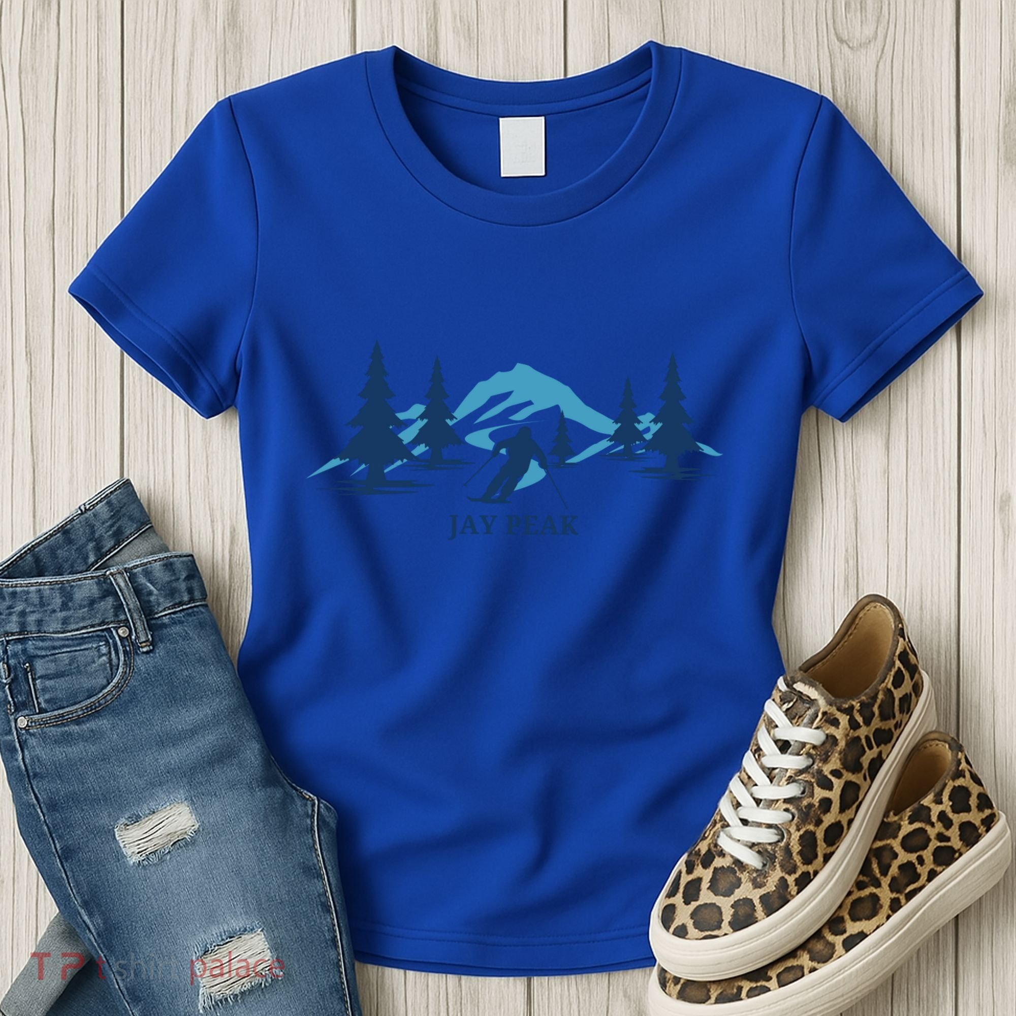 Retro Jay Peak Vermont Skiing Skier Blue Mountains Gift Women's T-Shirt