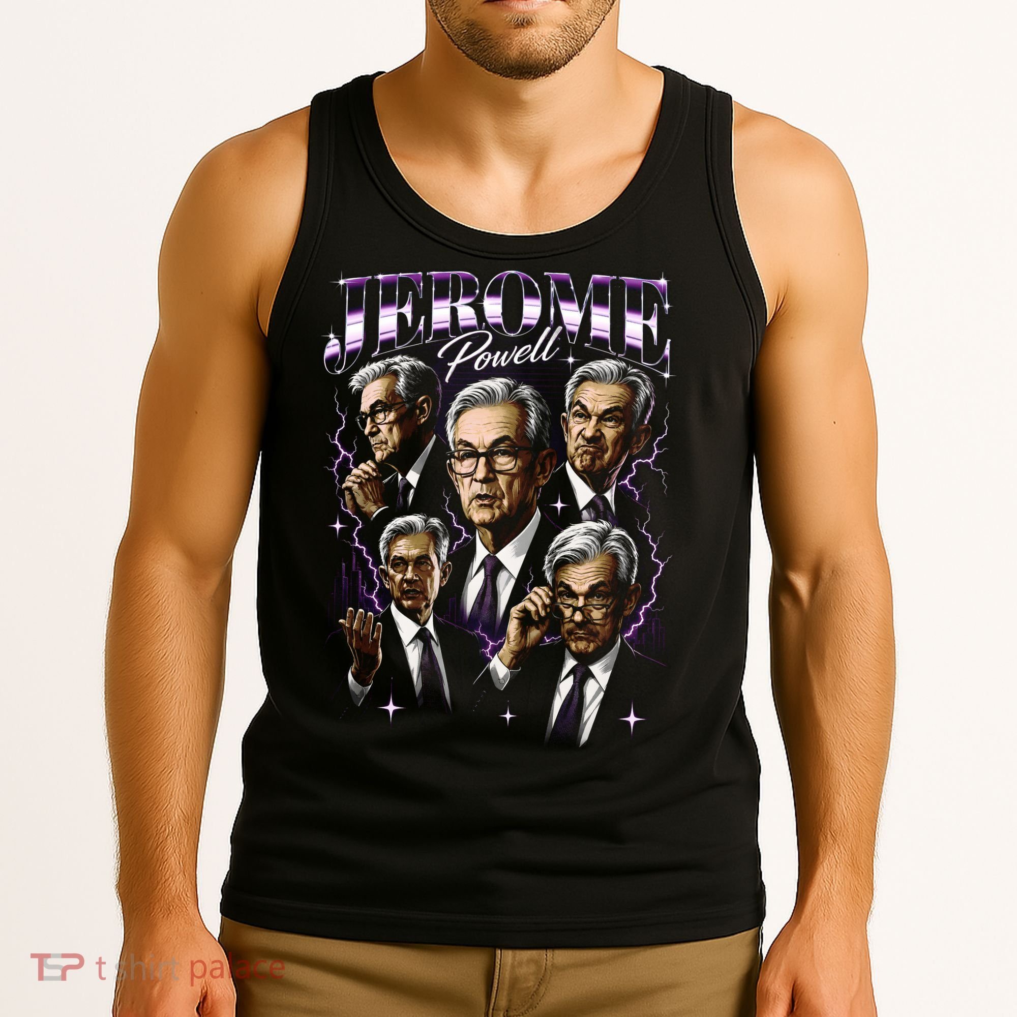 Retro Jerome Powell 90s Fan The Fed Merch Tank Top