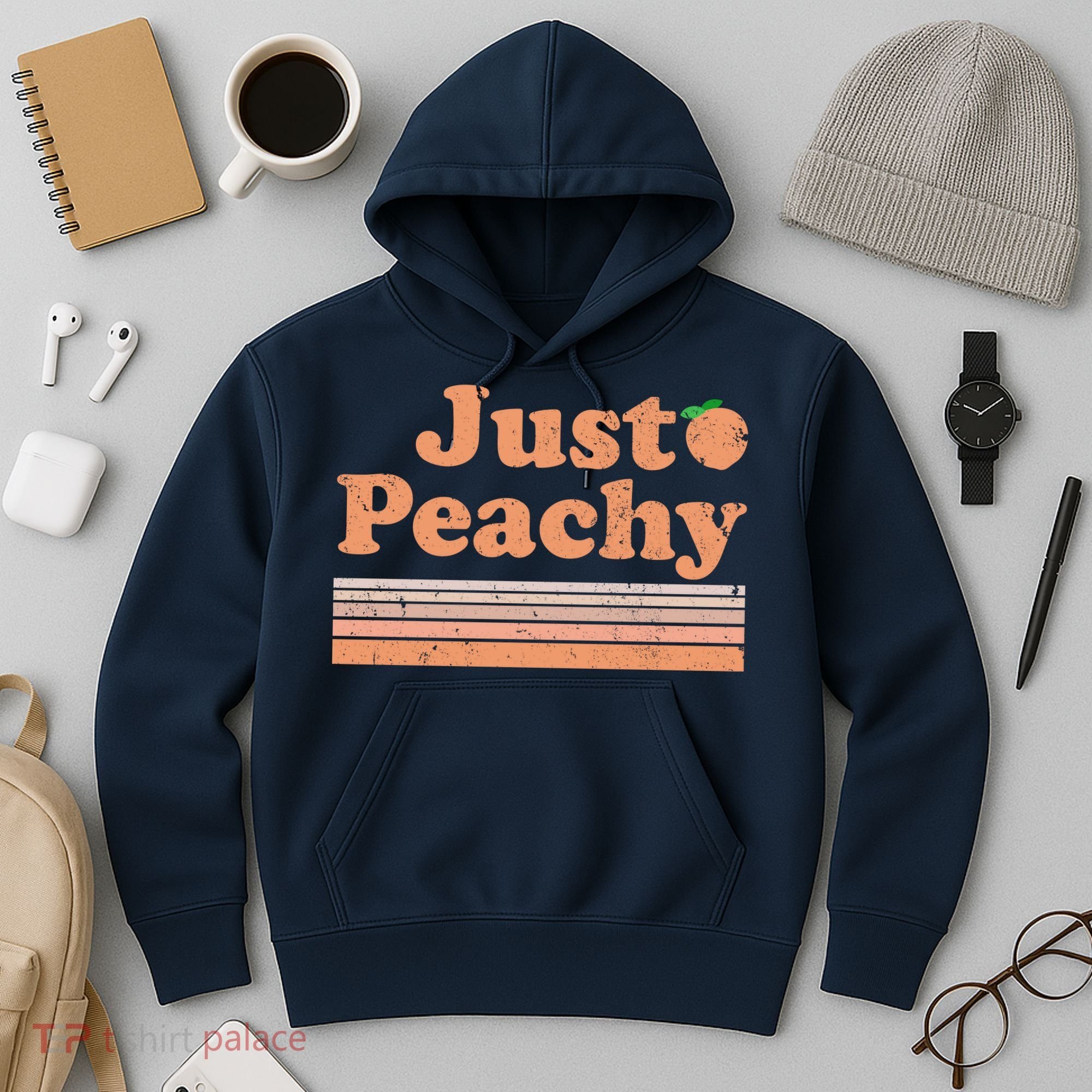 Retro Just Peachy Summer Fun Beach Life Hoodie