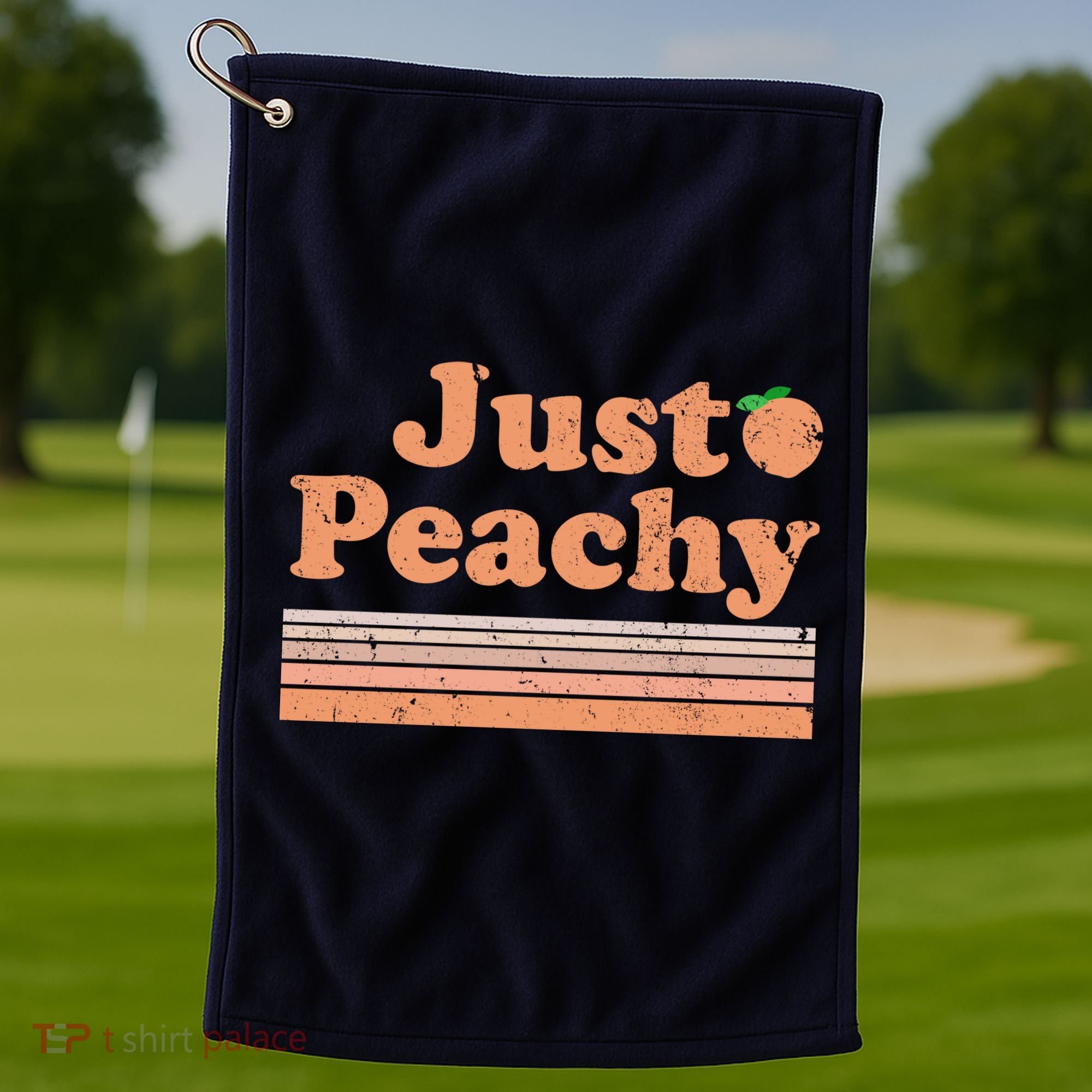 Retro Just Peachy Summer Fun Beach Life Golf Towel