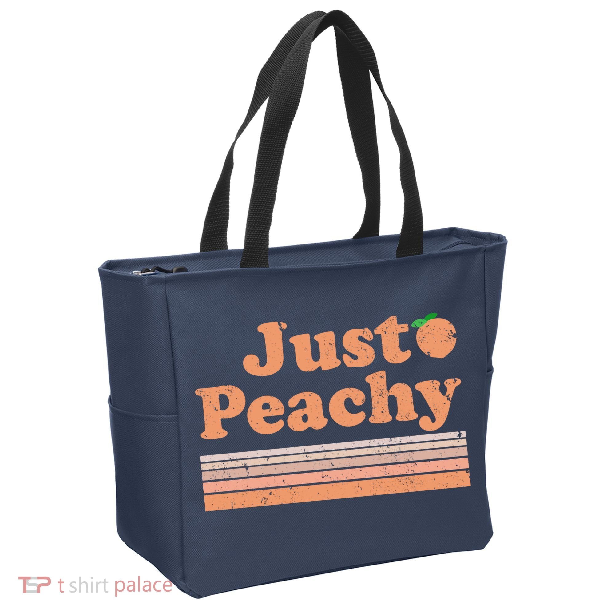 Retro Just Peachy Summer Fun Beach Life Tote Bag
