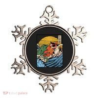 Retro Japanese Reptile Monster Vs Cat Monster Great Wave Ornament thumb 0