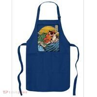Retro Japanese Reptile Monster Vs Cat Monster Great Wave Apron thumb 0