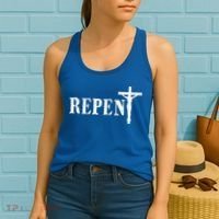 Repent Jesus Saves Religious Gift Women's Tank Top thumb 2