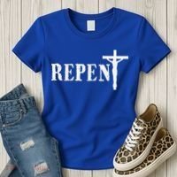 Repent Jesus Saves Religious Gift Women's T-Shirt thumb 3