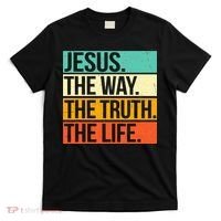 Retro Jesus The Way Truth Life Christian Bible Prayer T-Shirt thumb 0