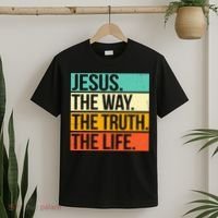 Retro Jesus The Way Truth Life Christian Bible Prayer T-Shirt thumb 2