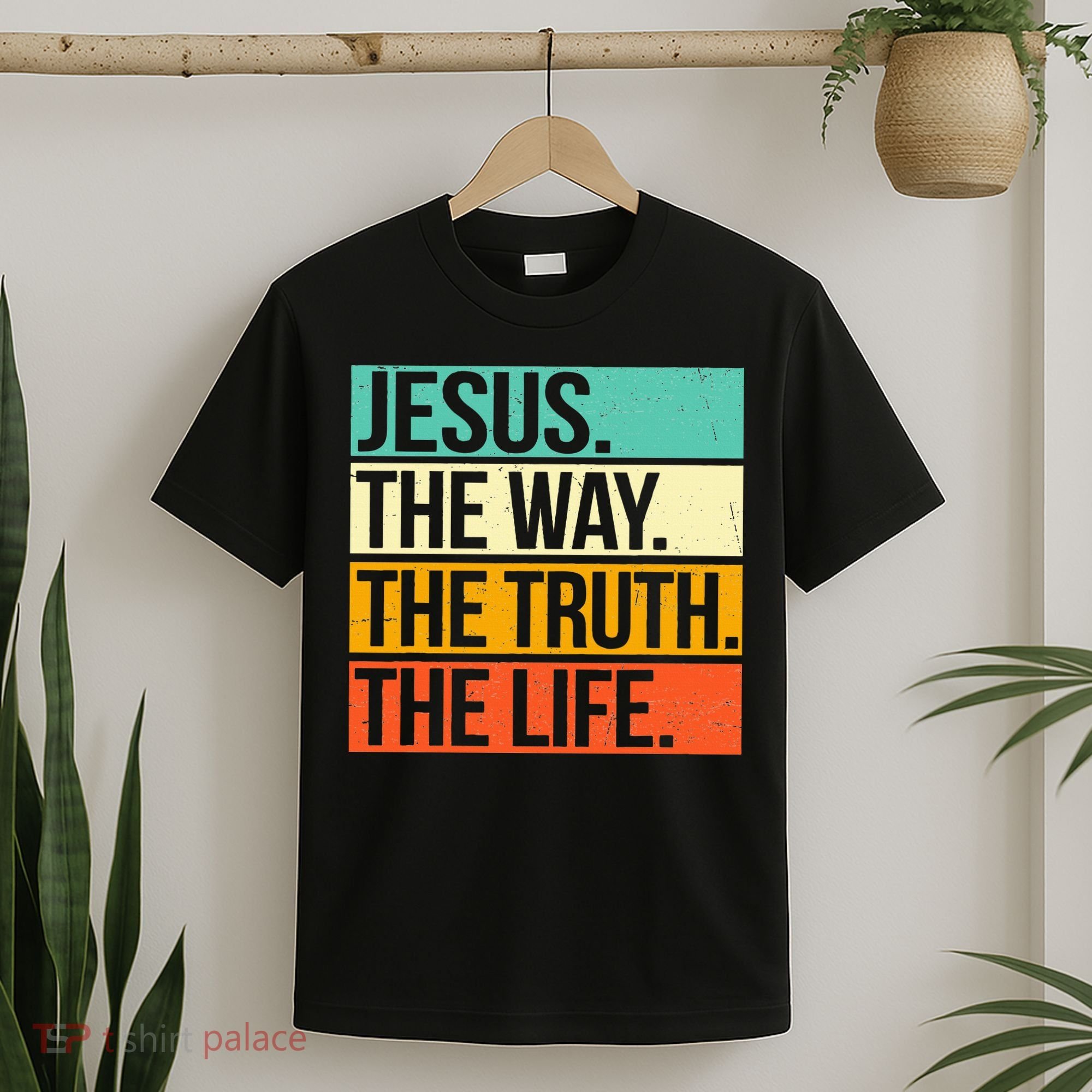 Retro Jesus The Way Truth Life Christian Bible Prayer T-Shirt