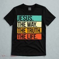 Retro Jesus The Way Truth Life Christian Bible Prayer T-Shirt thumb 5