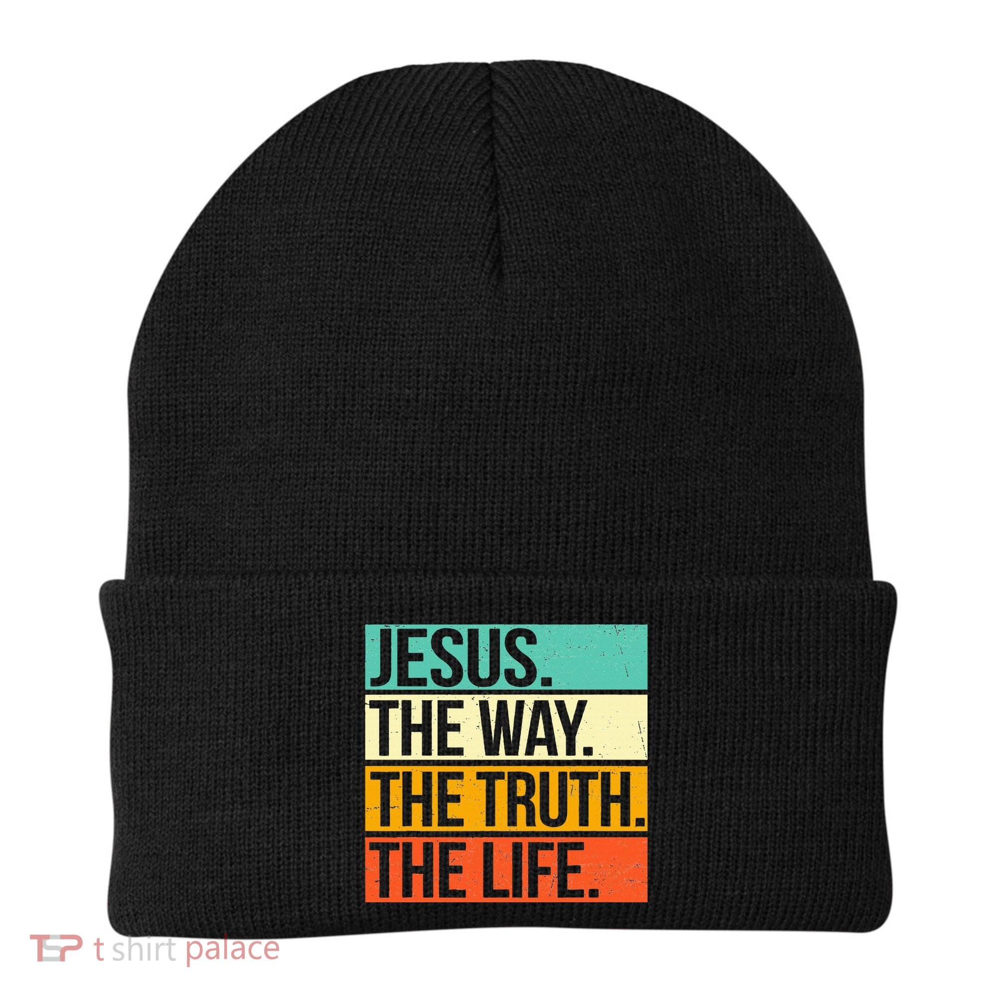 Retro Jesus The Way Truth Life Christian Bible Prayer Beanie