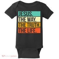 Retro Jesus The Way Truth Life Christian Bible Prayer Baby Bodysuit thumb 0