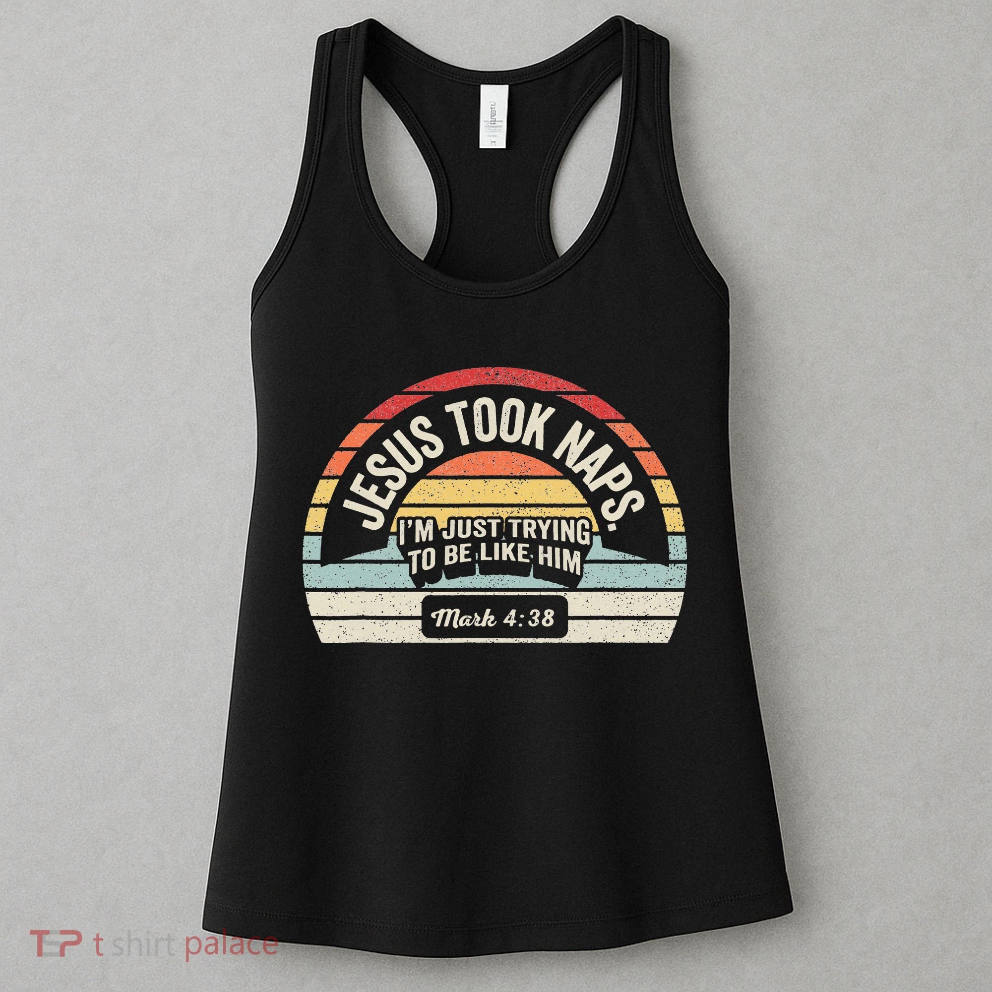Retro Jesus Took Naps Mark 438 Christian Funny Faith Women's Tank Top
