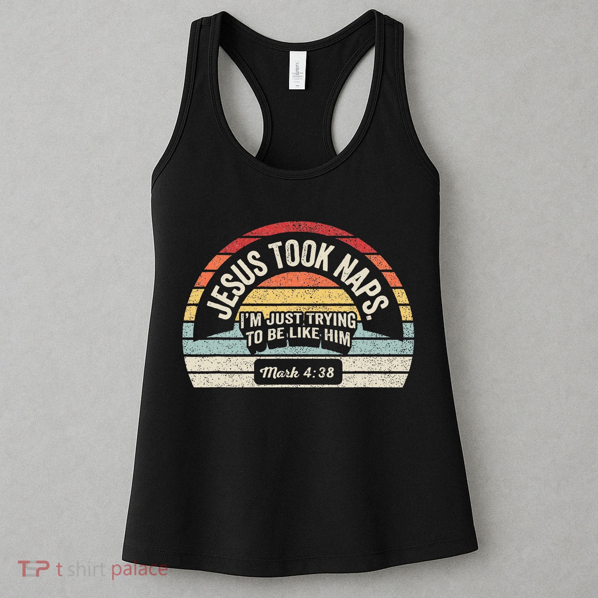 Retro Jesus Took Naps Mark 438 Christian Funny Faith Women's Tank Top