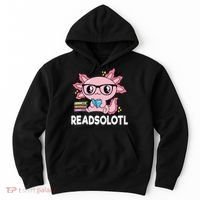 Readsolotl  Kawaii Axolotl Book Lover Funny Reading Hoodie thumb 0