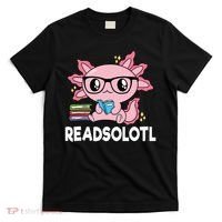 Readsolotl  Kawaii Axolotl Book Lover Funny Reading T-Shirt thumb 0
