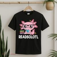 Readsolotl  Kawaii Axolotl Book Lover Funny Reading T-Shirt thumb 2