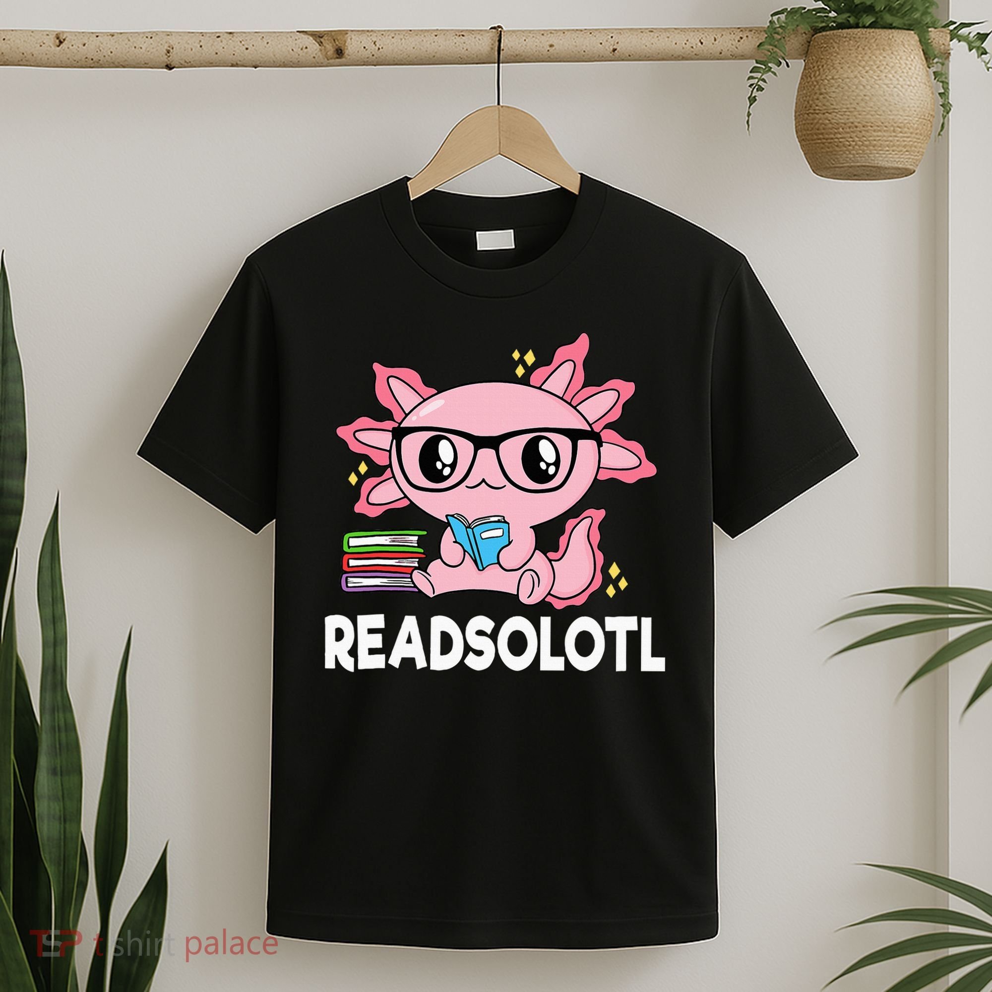 Readsolotl  Kawaii Axolotl Book Lover Funny Reading T-Shirt