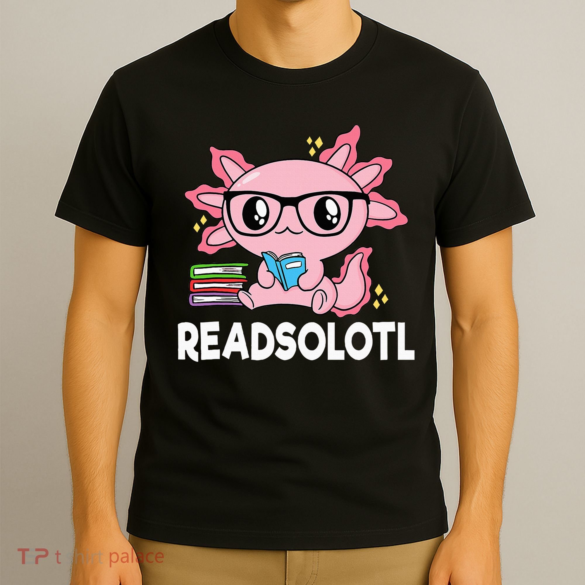 Readsolotl  Kawaii Axolotl Book Lover Funny Reading T-Shirt