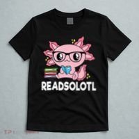 Readsolotl  Kawaii Axolotl Book Lover Funny Reading T-Shirt thumb 5