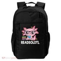 Readsolotl  Kawaii Axolotl Book Lover Funny Reading Backpack thumb 0