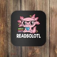 Readsolotl  Kawaii Axolotl Book Lover Funny Reading Coaster thumb 0